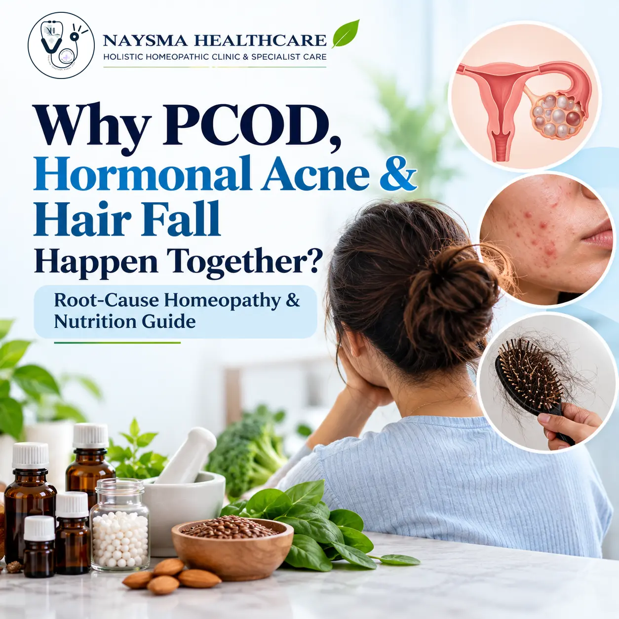 PCOD hormonal acne and hair fall